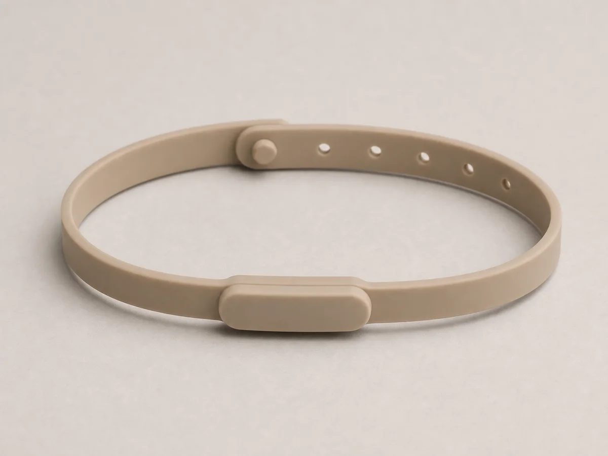 Ultra-slim sand silicone RFID wristband with a tiny elongated passive module